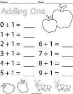 preschool math homework sheets Adding One Math Worksheet