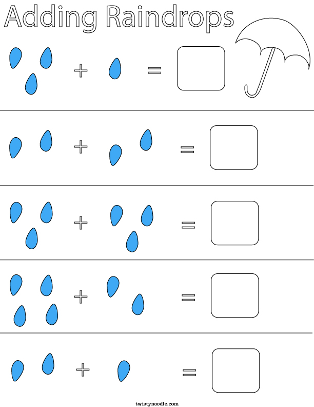 Adding Raindrops Math Worksheet