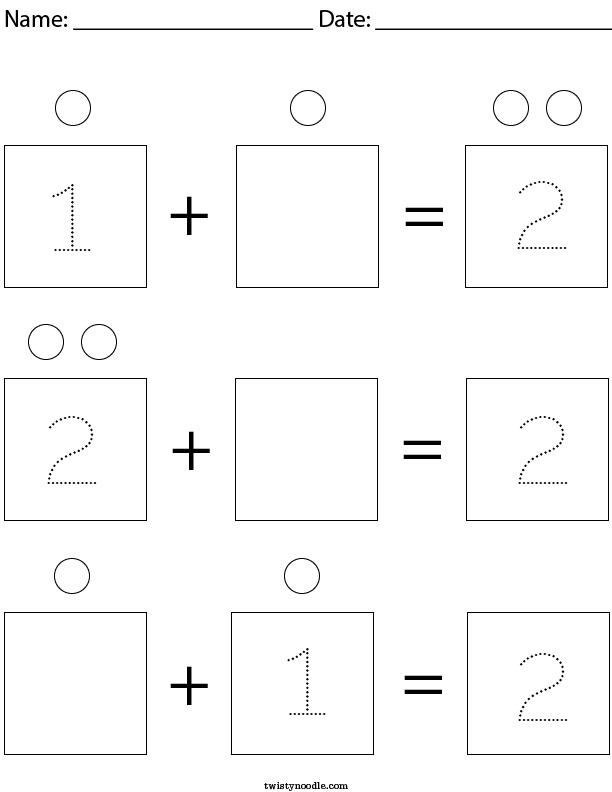 addition with 2 math worksheet twisty noodle