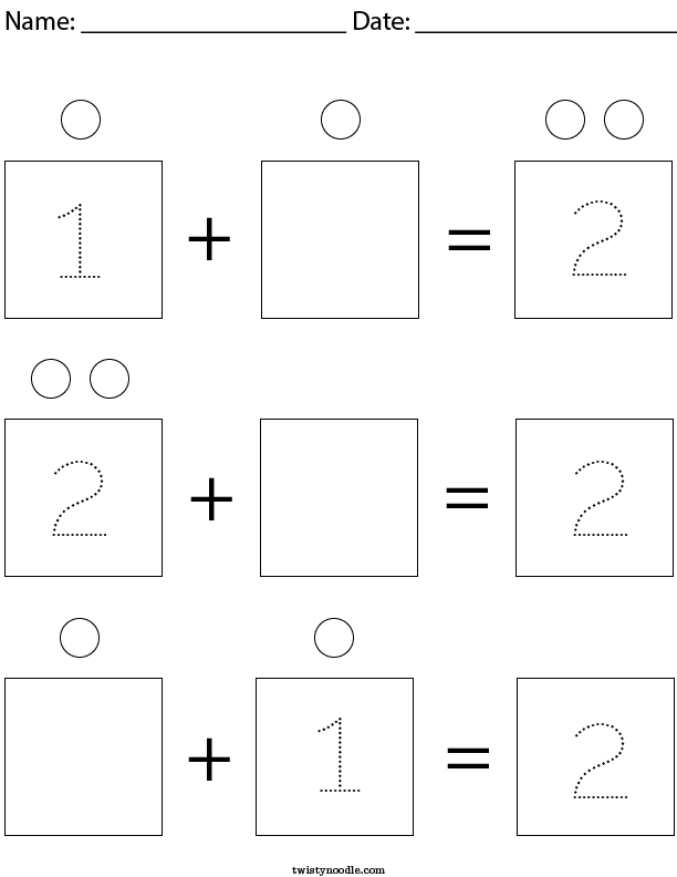 Addition with 2 Math Worksheet