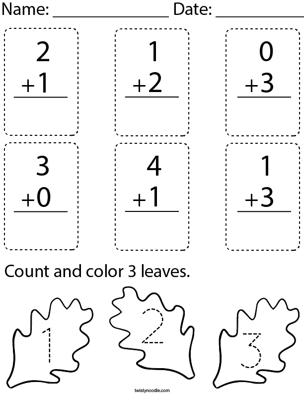 Autumn Addition Math Worksheet