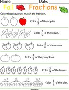 Autumn Fractions Math Worksheet