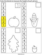 Autumn Measurement Math Worksheet