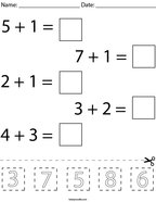 Basic Addition Cut and Paste Math Worksheet