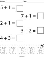 Cut and paste addition math worksheets