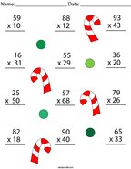 Christmas Multiplication Practice- 2 Digit by 2 Digit Math Worksheet