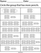 Circle the group that has more pencils Math Worksheet