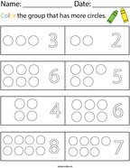 Color the Group that has More Circles Math Worksheet