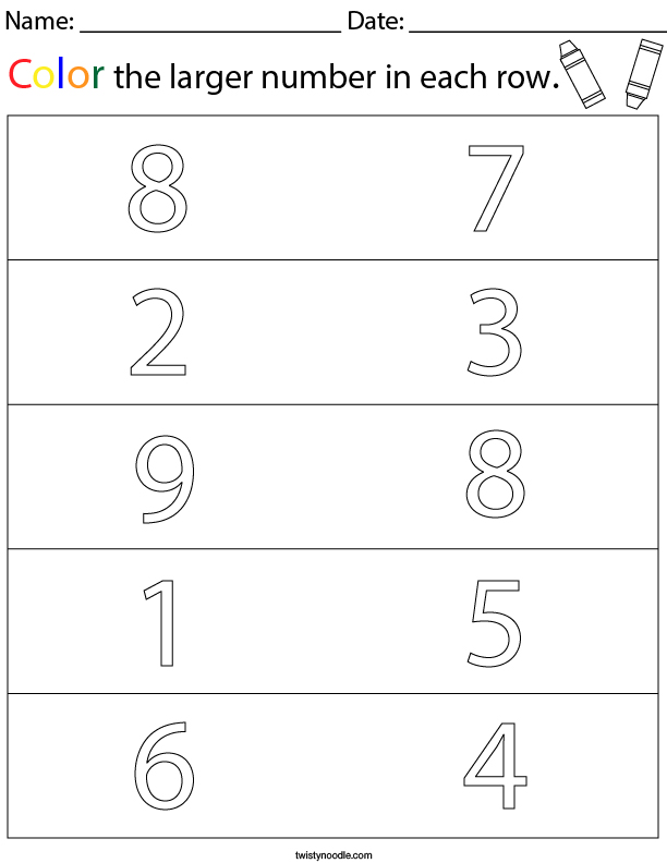One Two Three Four Five Six Worksheet - Twisty Noodle