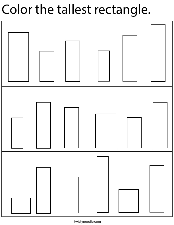 Color the tallest rectangle. Math Worksheet