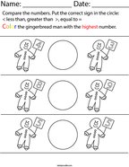 Comparing Numbers- Gingerbread Men Math Worksheet