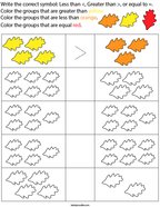 Count and Compare each Group of Leaves Math Worksheet