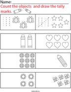 Count the Items and draw the tally marks Math Worksheet