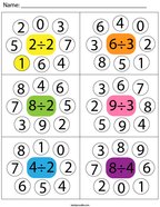 Divide then color the correct number Math Worksheet