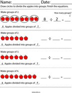 Dividing Apples Math Worksheet