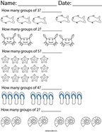 Dividing into Groups Math Worksheet