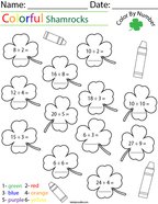 Division Color by Number Shamrocks Math Worksheet