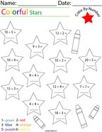 Division- Color by Number Stars Math Worksheet