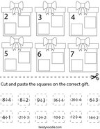 Division- Cut and Paste the Squares Math Worksheet