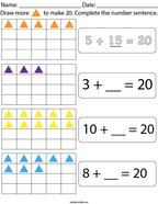 Draw More Triangles to Make 20 Math Worksheet