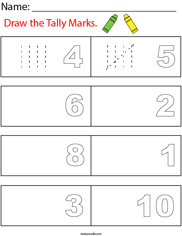 Draw the Tally Marks Math Worksheet