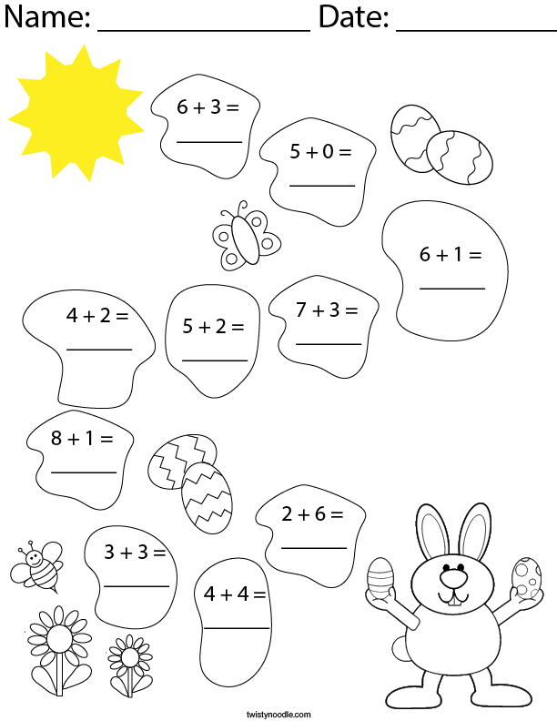 Easter Addition Math Worksheet