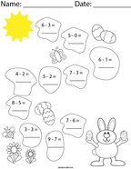 Easter Subtraction Math Worksheet