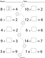 Fill in the Blank Equations- Division Math Worksheet