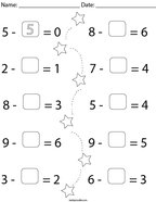Fill in the Blank Equations- Subtraction Math Worksheet