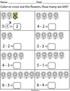 Flower Subtraction Math Worksheet
