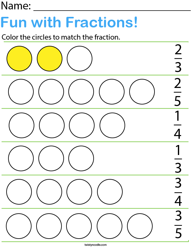Fraction Practice Math Worksheet