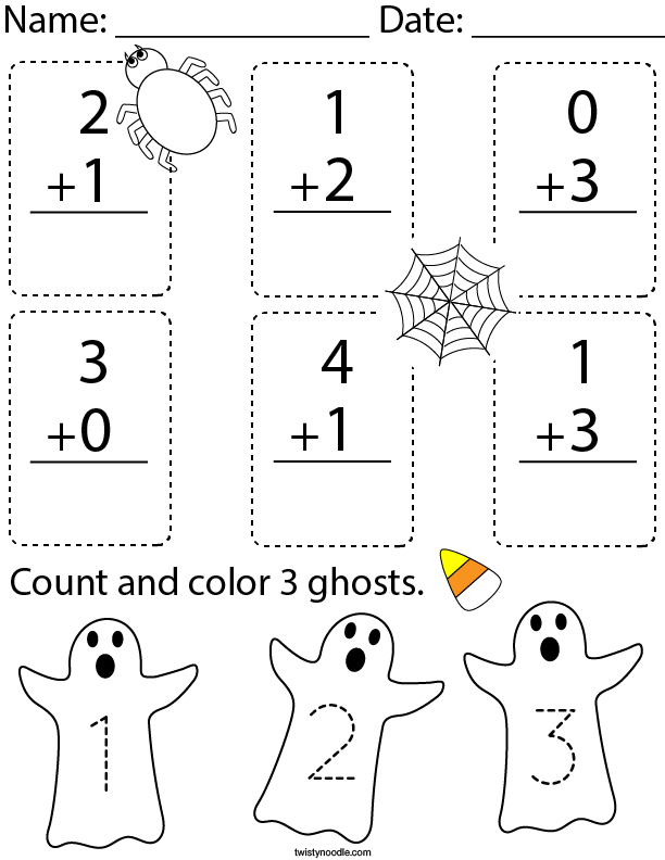 Halloween Addition Math Worksheet