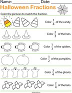Halloween Fractions Math Worksheet