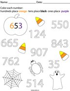 Halloween Place Value Math Worksheet