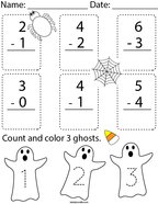 Halloween Subtraction Math Worksheet
