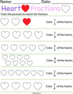 Heart Fractions Math Worksheet