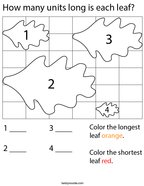 How many units long is each leaf Math Worksheet