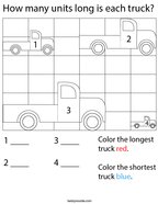 How many units long is each truck Math Worksheet