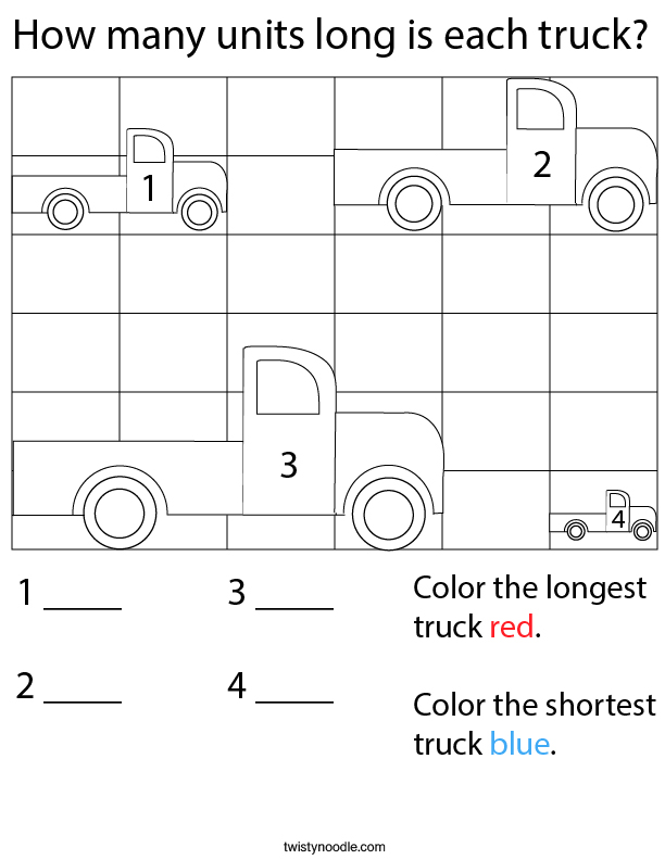 How many units long is each truck? Math Worksheet