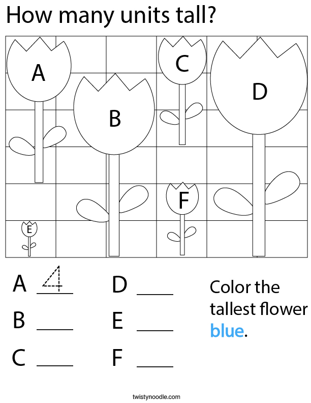 How many units tall is each flower? Math Worksheet