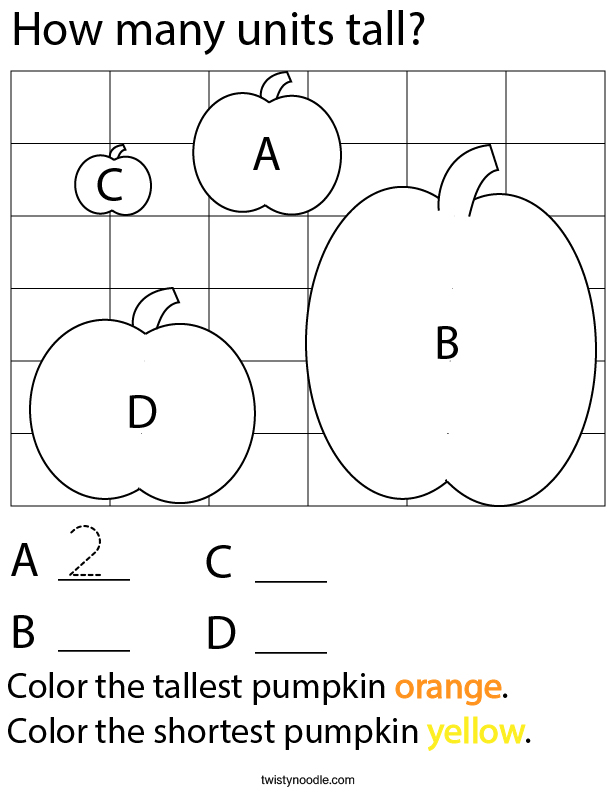 How many units tall is each pumpkin? Math Worksheet