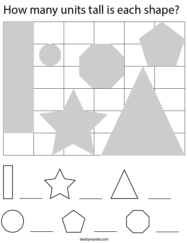 How many units tall is each shape? Math Worksheet