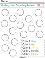 Kindergarten Counting Review Math Worksheet