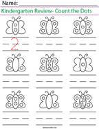 Kindergarten Review- Count the Dots Math Worksheet