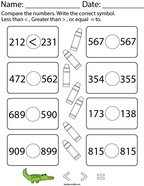 second grade comparing numbers math worksheets twisty noodle