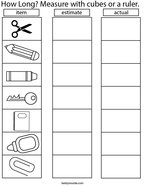 Measure with Cubes or a Ruler Math Worksheet