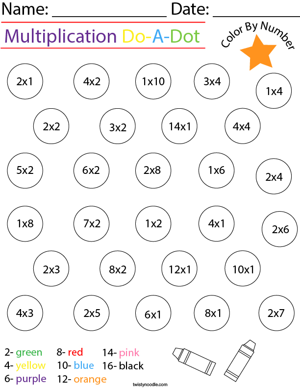 Mulitplication Do-A-Dot Math Worksheet