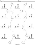 Multiplication Practice- 1 Digit Math Worksheet