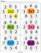Multiply then color the correct number Math Worksheet