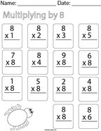 Multiplying by Eight Math Worksheet